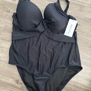 Black One Piece Swimsuit with Underwire Support